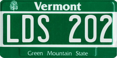 VT license plate LDS202
