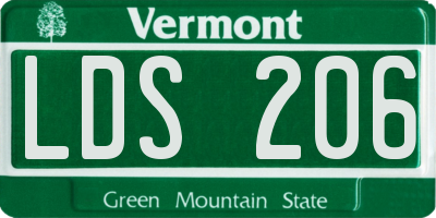 VT license plate LDS206