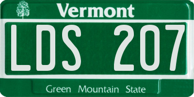 VT license plate LDS207