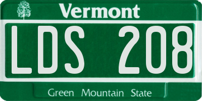 VT license plate LDS208