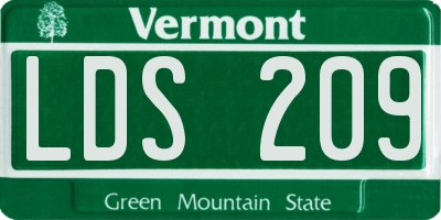 VT license plate LDS209