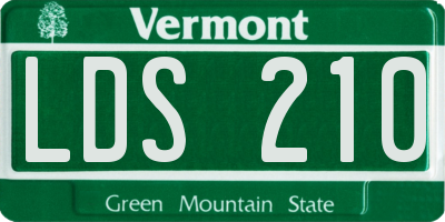 VT license plate LDS210