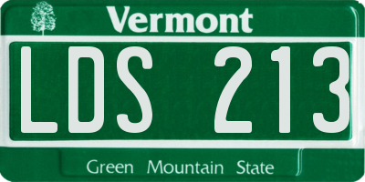 VT license plate LDS213