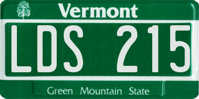 VT license plate LDS215