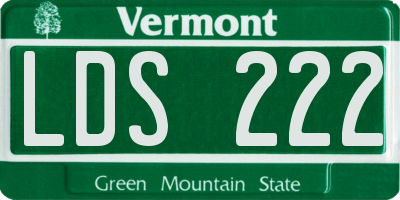 VT license plate LDS222