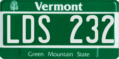 VT license plate LDS232