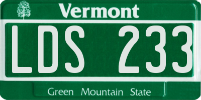 VT license plate LDS233