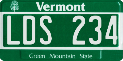 VT license plate LDS234
