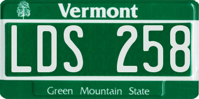 VT license plate LDS258