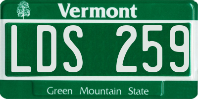 VT license plate LDS259