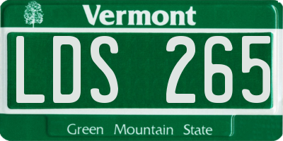 VT license plate LDS265