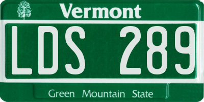 VT license plate LDS289