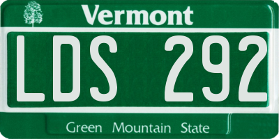 VT license plate LDS292