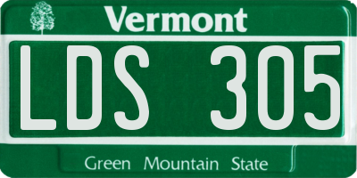 VT license plate LDS305
