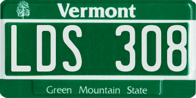 VT license plate LDS308