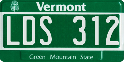 VT license plate LDS312