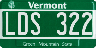 VT license plate LDS322