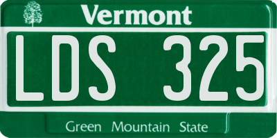 VT license plate LDS325
