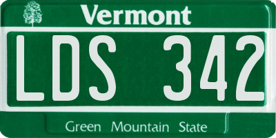 VT license plate LDS342