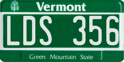VT license plate LDS356