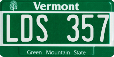 VT license plate LDS357