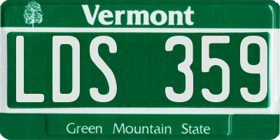 VT license plate LDS359