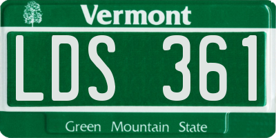 VT license plate LDS361
