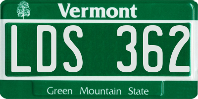 VT license plate LDS362