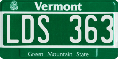 VT license plate LDS363