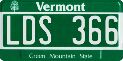 VT license plate LDS366