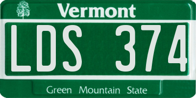 VT license plate LDS374