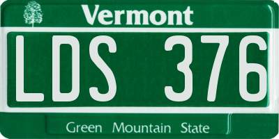 VT license plate LDS376
