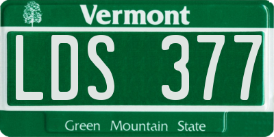 VT license plate LDS377