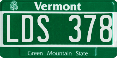 VT license plate LDS378