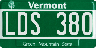 VT license plate LDS380