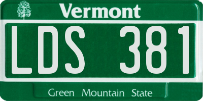 VT license plate LDS381