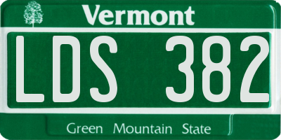 VT license plate LDS382