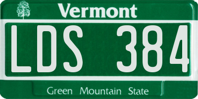 VT license plate LDS384
