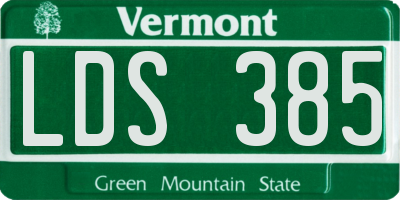 VT license plate LDS385