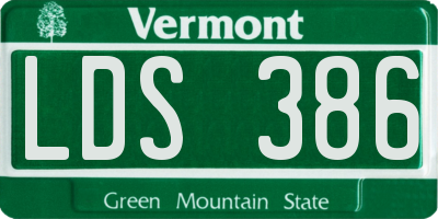 VT license plate LDS386