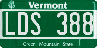 VT license plate LDS388