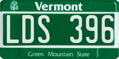 VT license plate LDS396