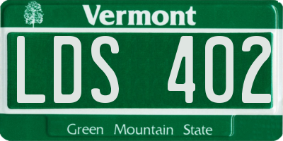 VT license plate LDS402