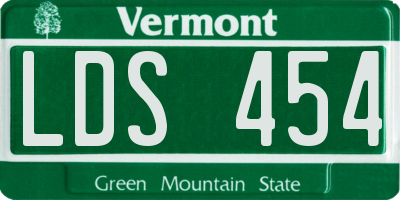 VT license plate LDS454