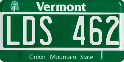 VT license plate LDS462