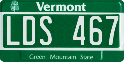 VT license plate LDS467