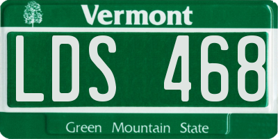 VT license plate LDS468
