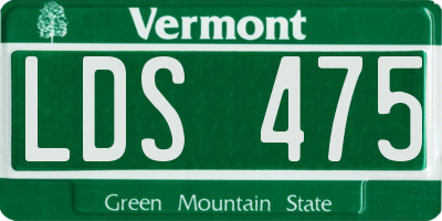 VT license plate LDS475