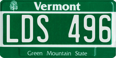 VT license plate LDS496