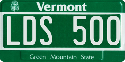 VT license plate LDS500